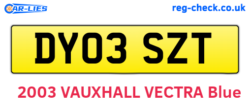 DY03SZT are the vehicle registration plates.