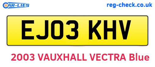 EJ03KHV are the vehicle registration plates.