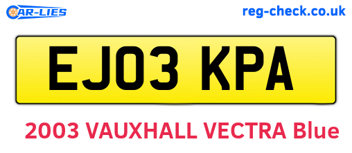 EJ03KPA are the vehicle registration plates.