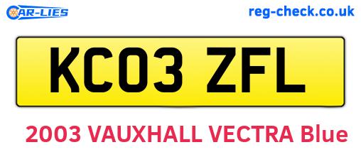 KC03ZFL are the vehicle registration plates.