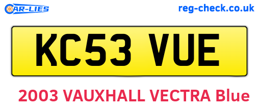 KC53VUE are the vehicle registration plates.