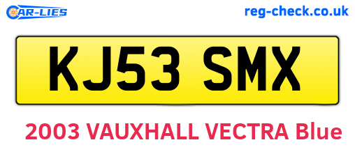 KJ53SMX are the vehicle registration plates.