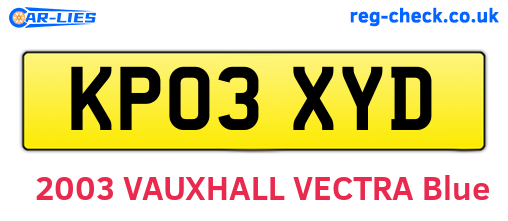 KP03XYD are the vehicle registration plates.