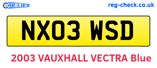 NX03WSD are the vehicle registration plates.