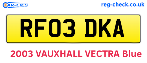 RF03DKA are the vehicle registration plates.