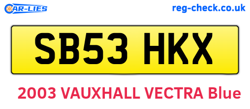 SB53HKX are the vehicle registration plates.