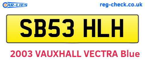 SB53HLH are the vehicle registration plates.