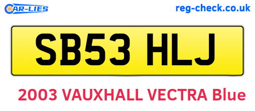 SB53HLJ are the vehicle registration plates.