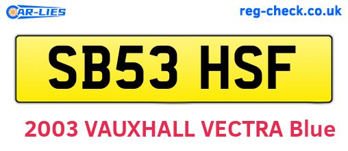 SB53HSF are the vehicle registration plates.