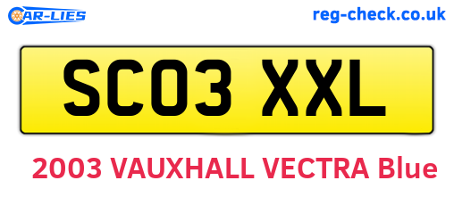 SC03XXL are the vehicle registration plates.