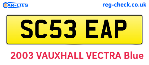 SC53EAP are the vehicle registration plates.