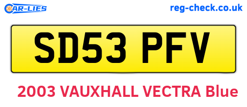 SD53PFV are the vehicle registration plates.