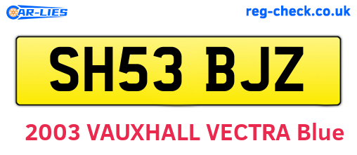 SH53BJZ are the vehicle registration plates.