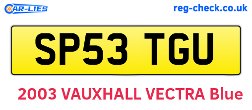 SP53TGU are the vehicle registration plates.