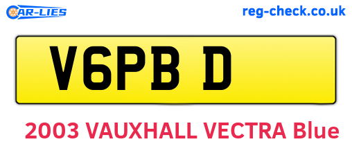V6PBD are the vehicle registration plates.