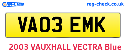 VA03EMK are the vehicle registration plates.