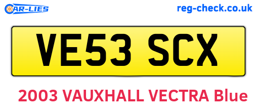 VE53SCX are the vehicle registration plates.