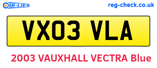VX03VLA are the vehicle registration plates.
