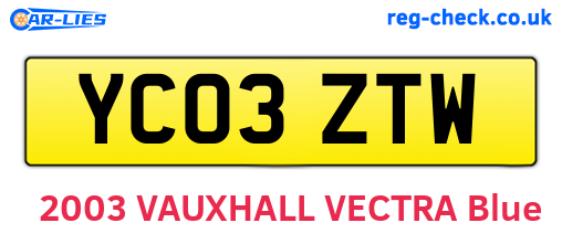 YC03ZTW are the vehicle registration plates.