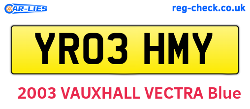YR03HMY are the vehicle registration plates.