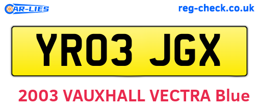 YR03JGX are the vehicle registration plates.