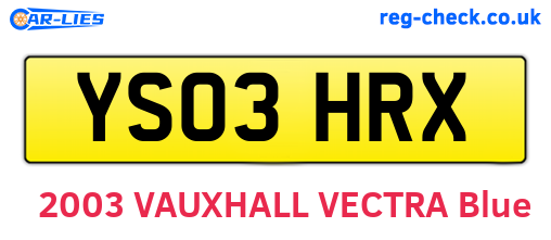 YS03HRX are the vehicle registration plates.