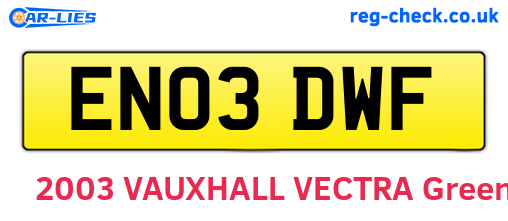 EN03DWF are the vehicle registration plates.
