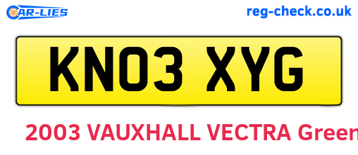 KN03XYG are the vehicle registration plates.