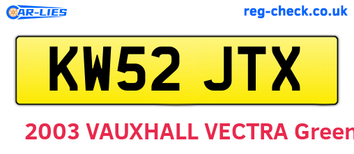 KW52JTX are the vehicle registration plates.