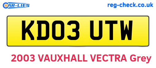 KD03UTW are the vehicle registration plates.