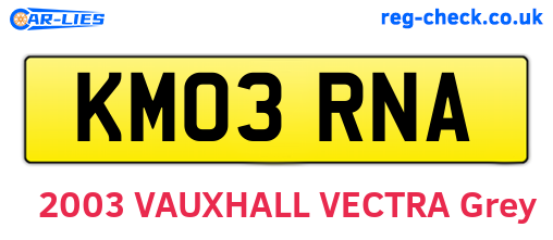 KM03RNA are the vehicle registration plates.