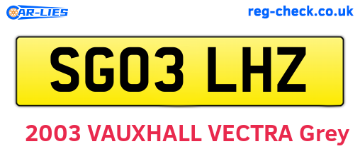 SG03LHZ are the vehicle registration plates.