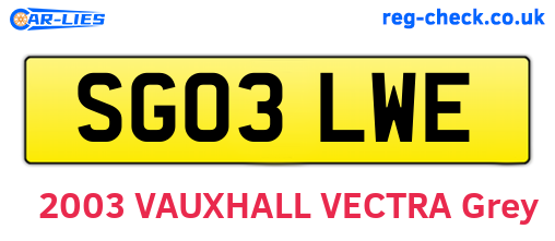 SG03LWE are the vehicle registration plates.