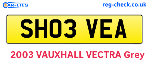 SH03VEA are the vehicle registration plates.