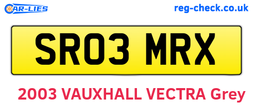 SR03MRX are the vehicle registration plates.