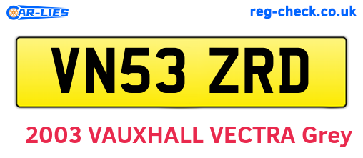 VN53ZRD are the vehicle registration plates.