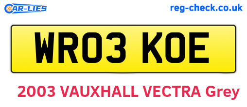 WR03KOE are the vehicle registration plates.