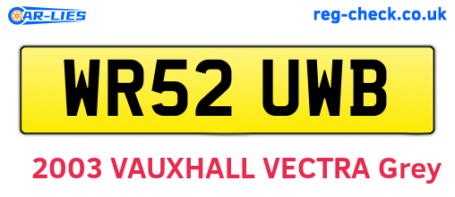 WR52UWB are the vehicle registration plates.