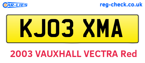 KJ03XMA are the vehicle registration plates.