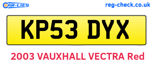 KP53DYX are the vehicle registration plates.
