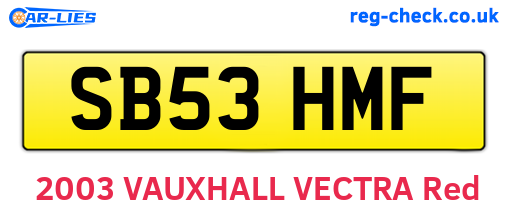 SB53HMF are the vehicle registration plates.