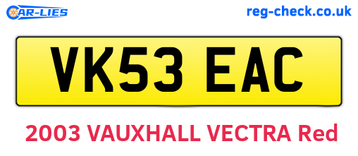 VK53EAC are the vehicle registration plates.