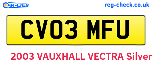 CV03MFU are the vehicle registration plates.