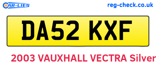 DA52KXF are the vehicle registration plates.