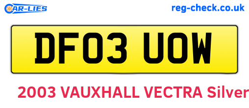 DF03UOW are the vehicle registration plates.
