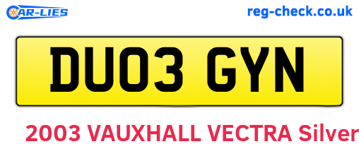 DU03GYN are the vehicle registration plates.