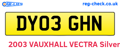 DY03GHN are the vehicle registration plates.