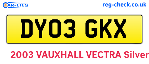 DY03GKX are the vehicle registration plates.