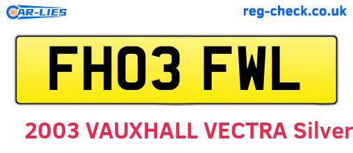 FH03FWL are the vehicle registration plates.