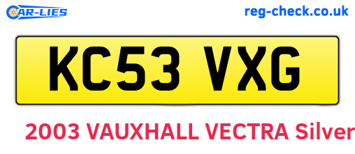 KC53VXG are the vehicle registration plates.